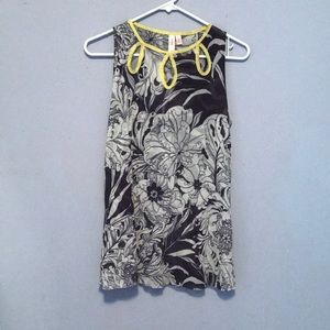 Anthropologie Black and Gray Floral Tank Top